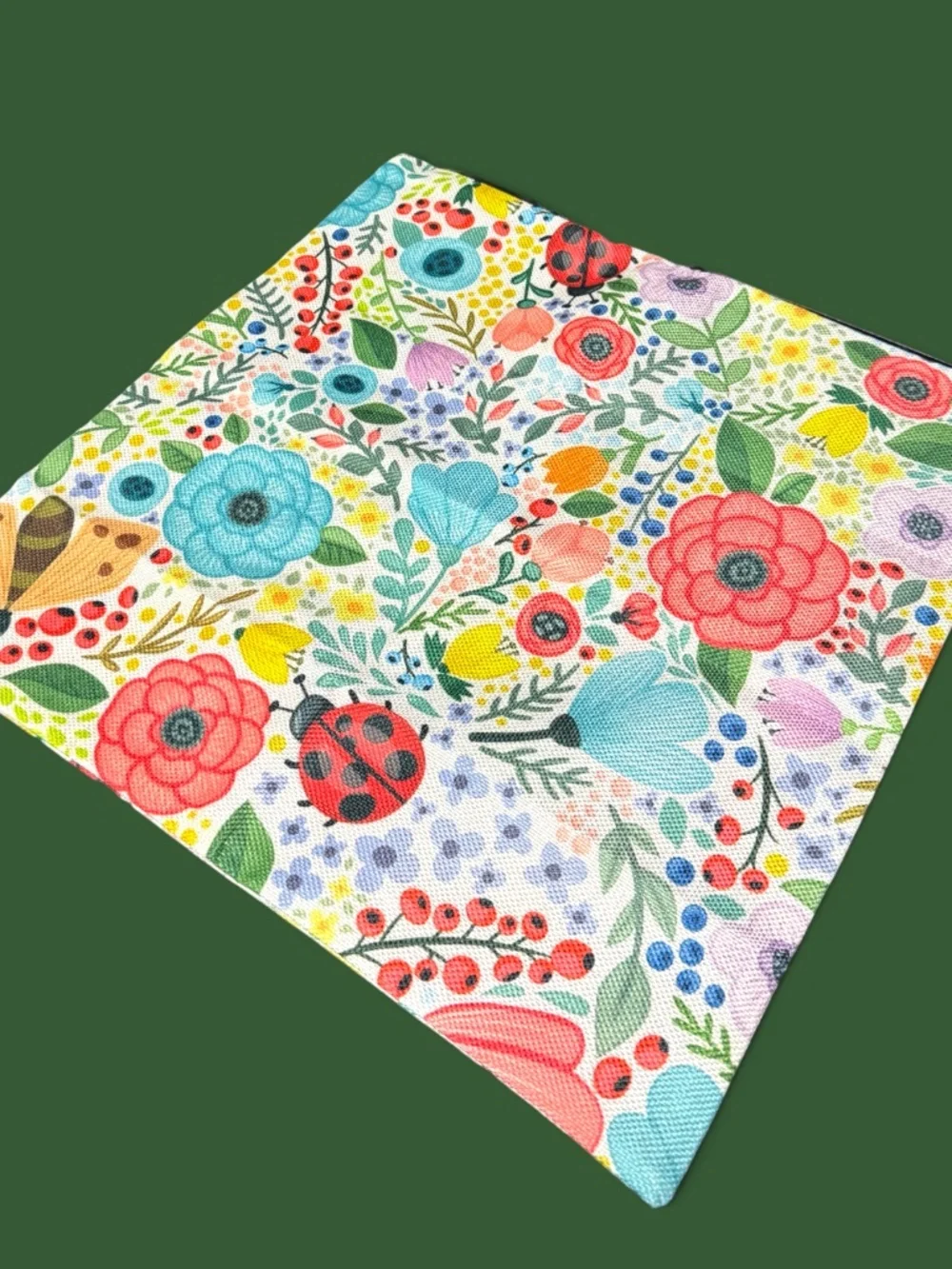 NWOT Ladybug Floral Double-Sided 18x18 Throw Pillow Cover